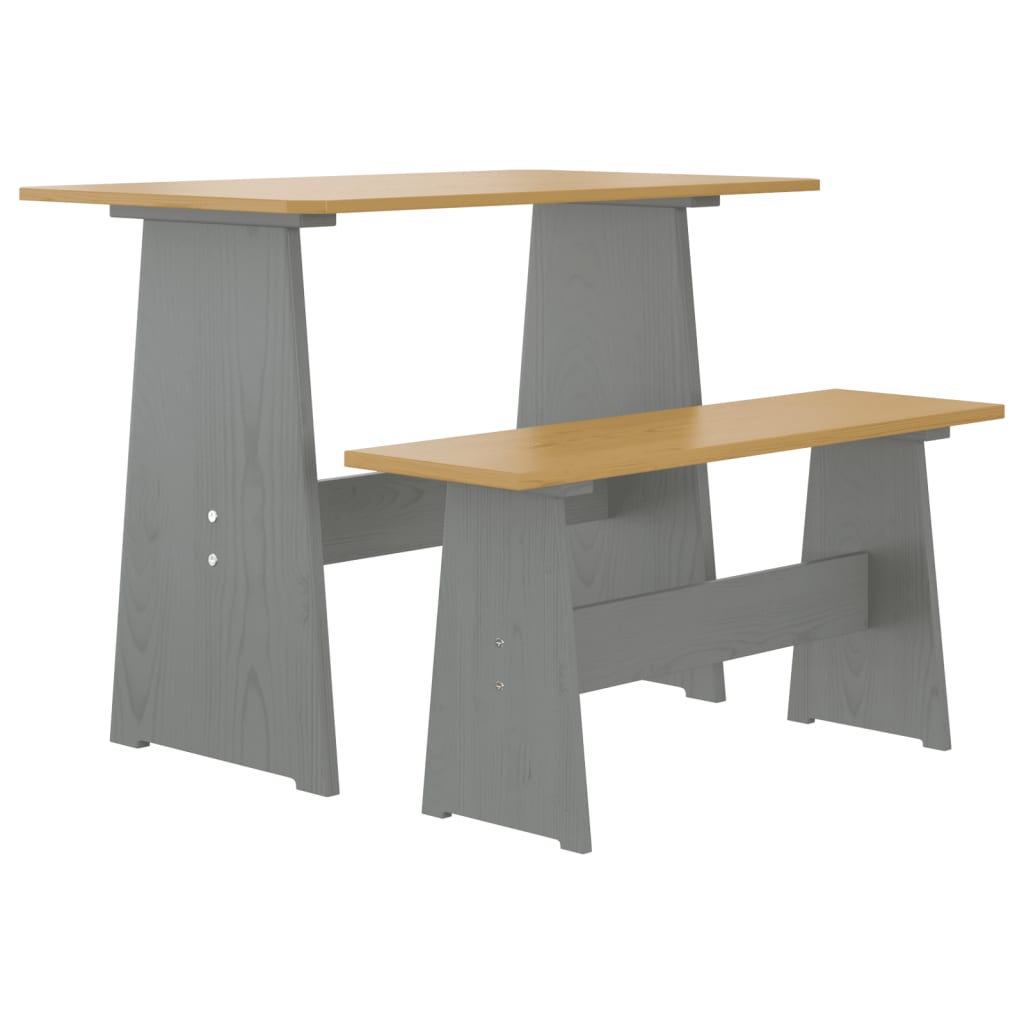 Petrashop  Jídelní stůl s lavicí medově hnědý a šedý masivní borové dřevo