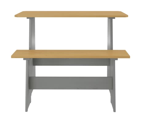 vidaXL Table à manger et banc REINE marron miel gris bois pin solide