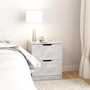 vidaXL Nattbord 2 stk betonggr&aring; 40x40x50 cm konstruert tre