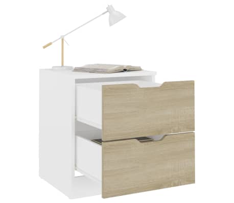 vidaXL Bedside Cabinet White & Sonoma Oak 40x40x50 cm Engineered Wood