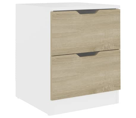 vidaXL Nattbord 2 stk hvit og sonoma eik 40x40x50 cm konstruert tre