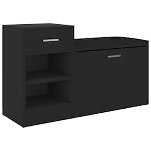 Lavice s botníkem černá 94,5 x 31 x 57 cm kompozitní dřevo - obrázek 2