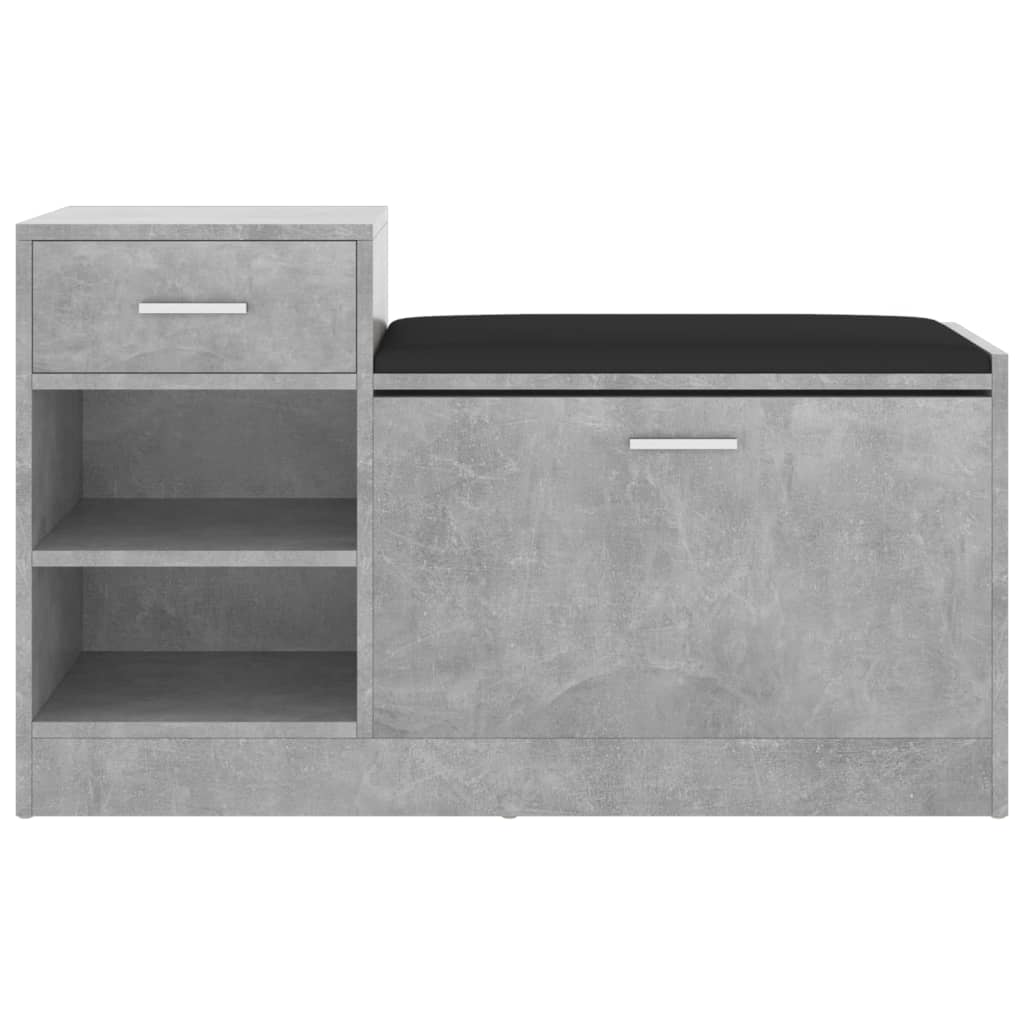 vidaXL Banco zapatero madera de ingeniería gris hormigón 94,5x31x57 cm