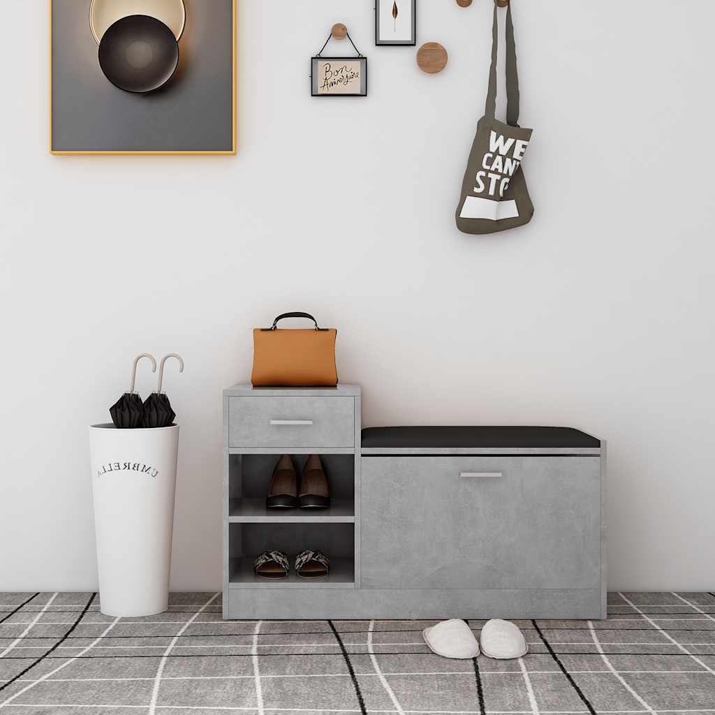 vidaXL Schuhbank Betongrau 94,5x31x57 cm Holzwerkstoff