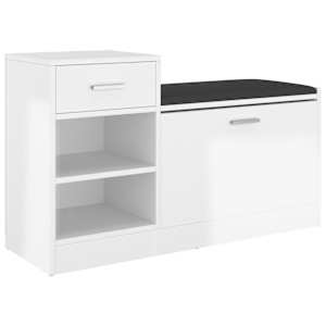 Lavice s botníkem bílá vysoký lesk 94,5x31x57 cm kompozit - obrázek 2