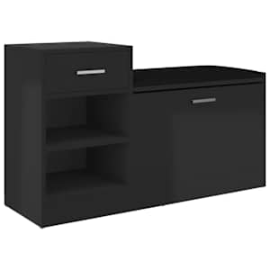 vidaXL jalatsipink, k&otilde;rgl&auml;ikega must, 94,5x31x57 cm, tehispuit