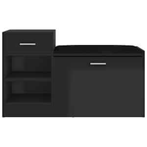 Lavice s botníkem černá vysoký lesk 94,5x31x57 cm kompozit - obrázek 3