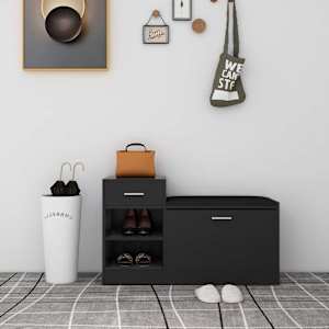 Klop za čevlje visok sijaj črna 94,5x31x57 cm inženirski les