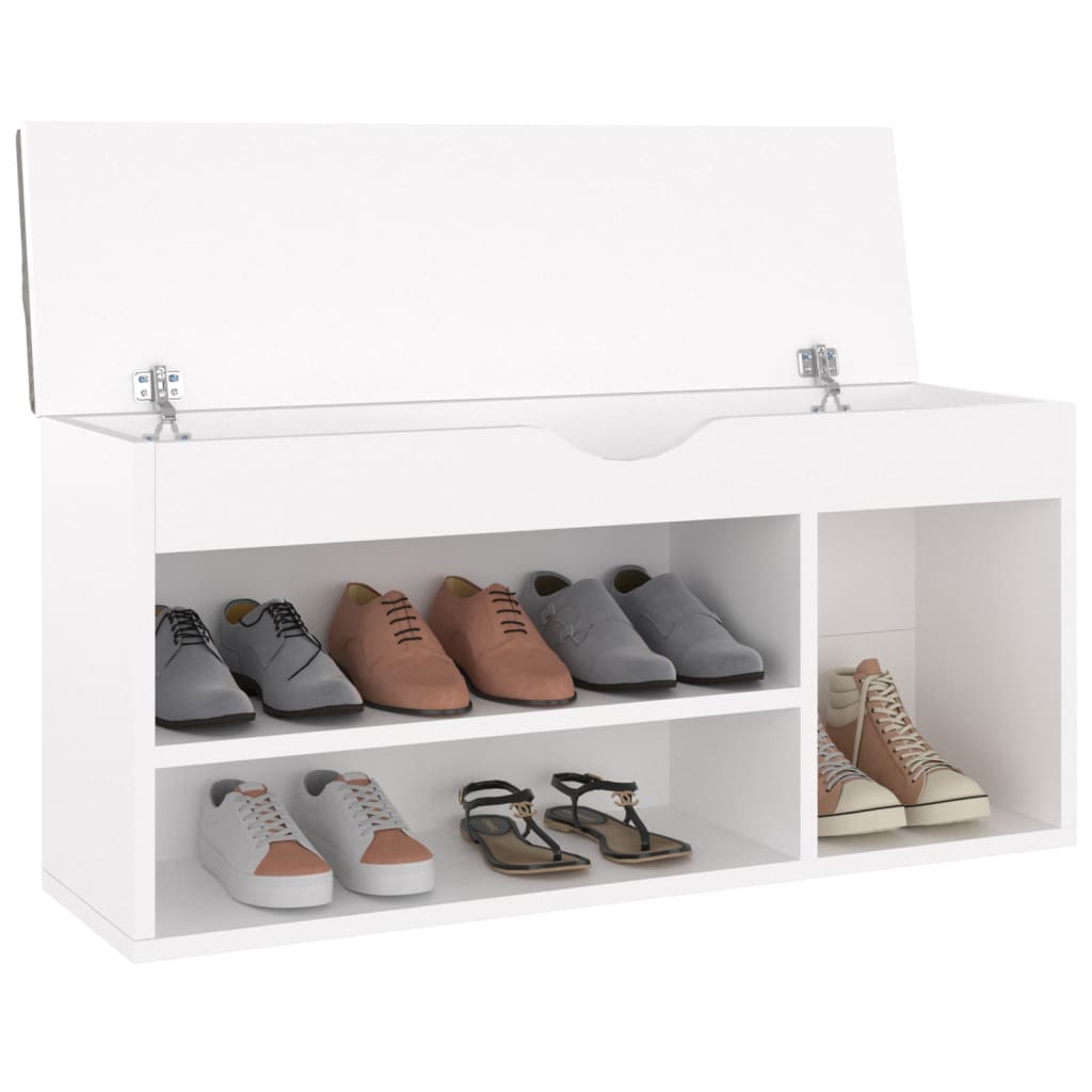 

vidaXL Schoenenbank met kussen 104x30x49 cm spaanplaat wit