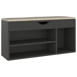 vidaXL jalatsipink padjaga, hall, 104 x 30 x 49 cm, tehispuit