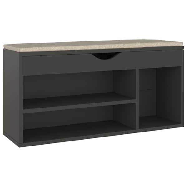 vidaXL jalatsipink padjaga, hall, 104 x 30 x 49 cm, tehispuit