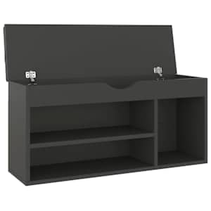 Lavice s botníkem a poduškou šedá 104x30x49 cm kompozitní dřevo - obrázek 4