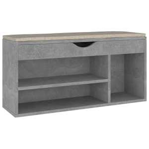 vidaXL jalatsipink padjaga, betoonhall, 104x30x49cm, tehispuit