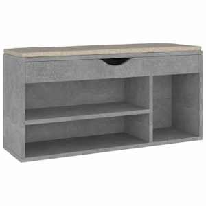 Lavice s botníkem a poduškou betonově šedá 104x30x49cm kompozit - obrázek 2