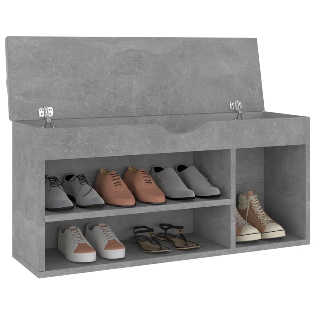 

vidaXL Schoenenbank met kussen 104x30x49 cm spaanplaat betongrijs
