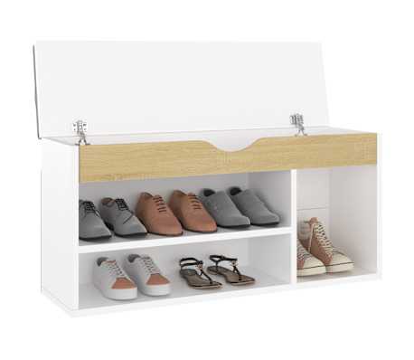 vidaXL Schoenenbank en kussen 104x30x49 cm hout wit sonoma eiken