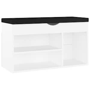 Lavice s botníkem a poduškou bílá 80x30x47 cm kompozitní dřevo - obrázek 2