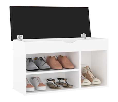 vidaXL Shoe Bench with Cushion White 80x30x47 cm Engineered Wood