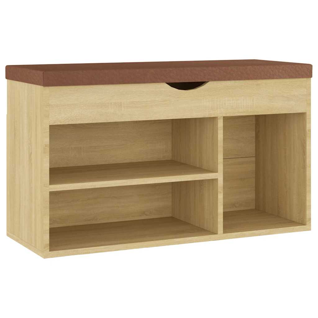 vidaXL Lavice s botníkem a poduškou dub sonoma 80x30x47 cm kompozit
