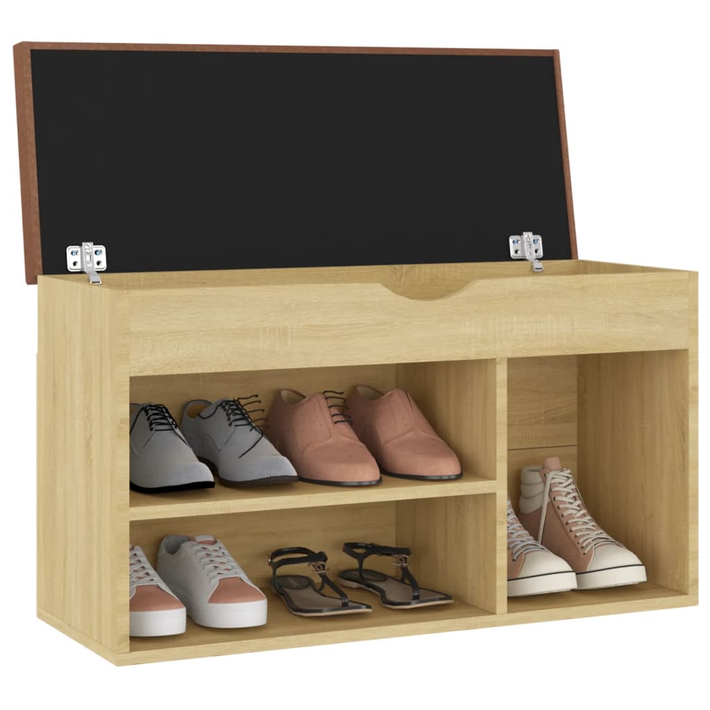 

vidaXL Schoenenbank met kussen 80x30x47 cm spaanplaat sonoma eiken