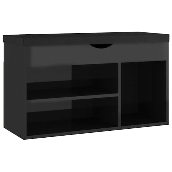 vidaXL jalatsipink padjaga, k&otilde;rgl&auml;ikega must, 80x30x47 cm, tehispuit