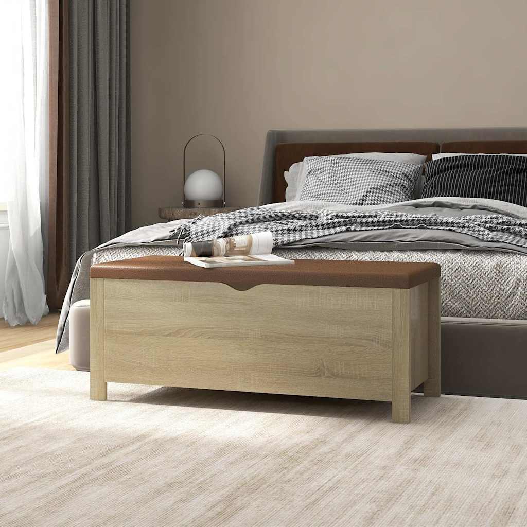 vidaXL Putekasse med pute sonoma eik 105x40x45 cm konstruert tre