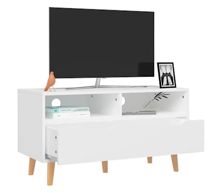 vidaXL TV-benk hvit 90x40x48,5 cm konstruert tre