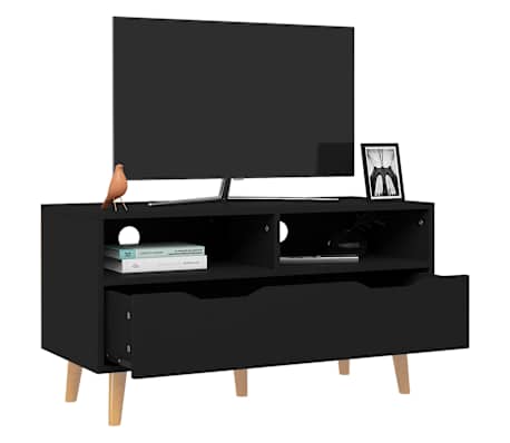 vidaXL TV-benk svart 90x40x48,5 cm konstruert tre