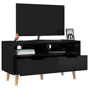 TV skříňka černá vysoký lesk 90 x 40 x 48,5 cm kompozitní dřevo - obrázek 3