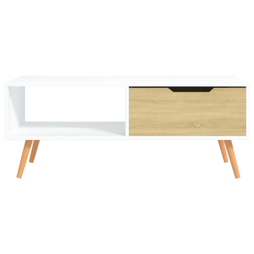 Fehér-sonoma színű forgácslap dohányzóasztal 100 x 49,5 x 43 cm 