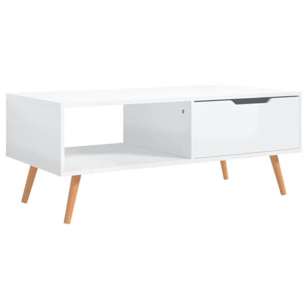 vidaXL kohvilaud, k&otilde;rgl&auml;ikega valge, 100x49,5x43 cm, tehispuit