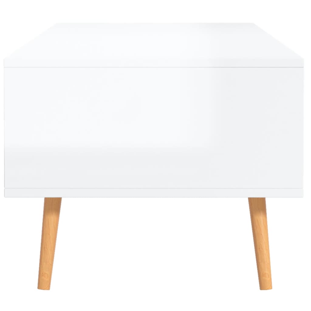 Magasfényű fehér forgácslap dohányzóasztal 100 x 49,5 x 43 cm 