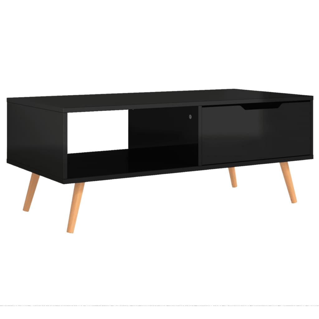 Image of vidaXL Coffee Table High Gloss Black 100x49.5x43 cm Engineered Wood