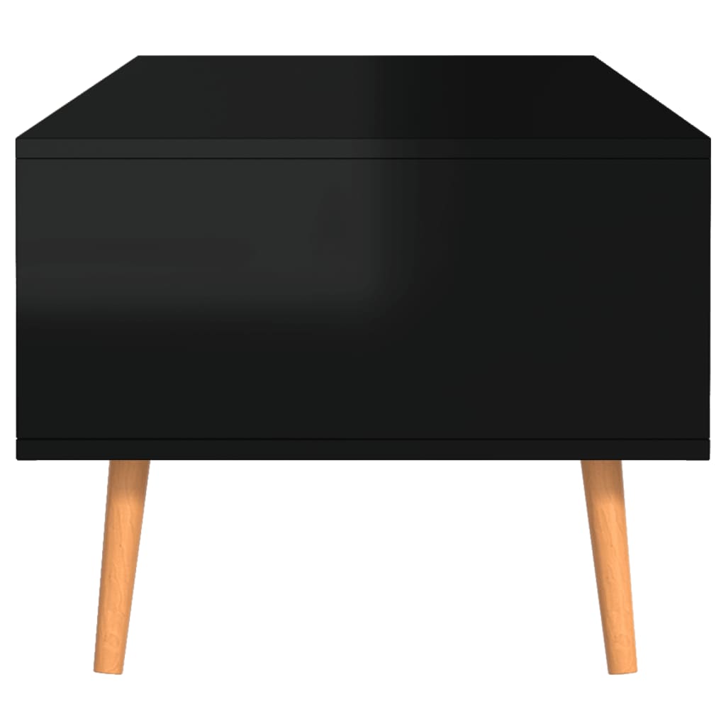 Magasfényű fekete forgácslap dohányzóasztal 100 x 49,5 x 43 cm 