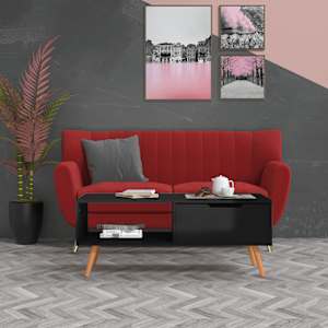 Klubska mizica visok sijaj črna 100x49,5x43 cm iverna plošča