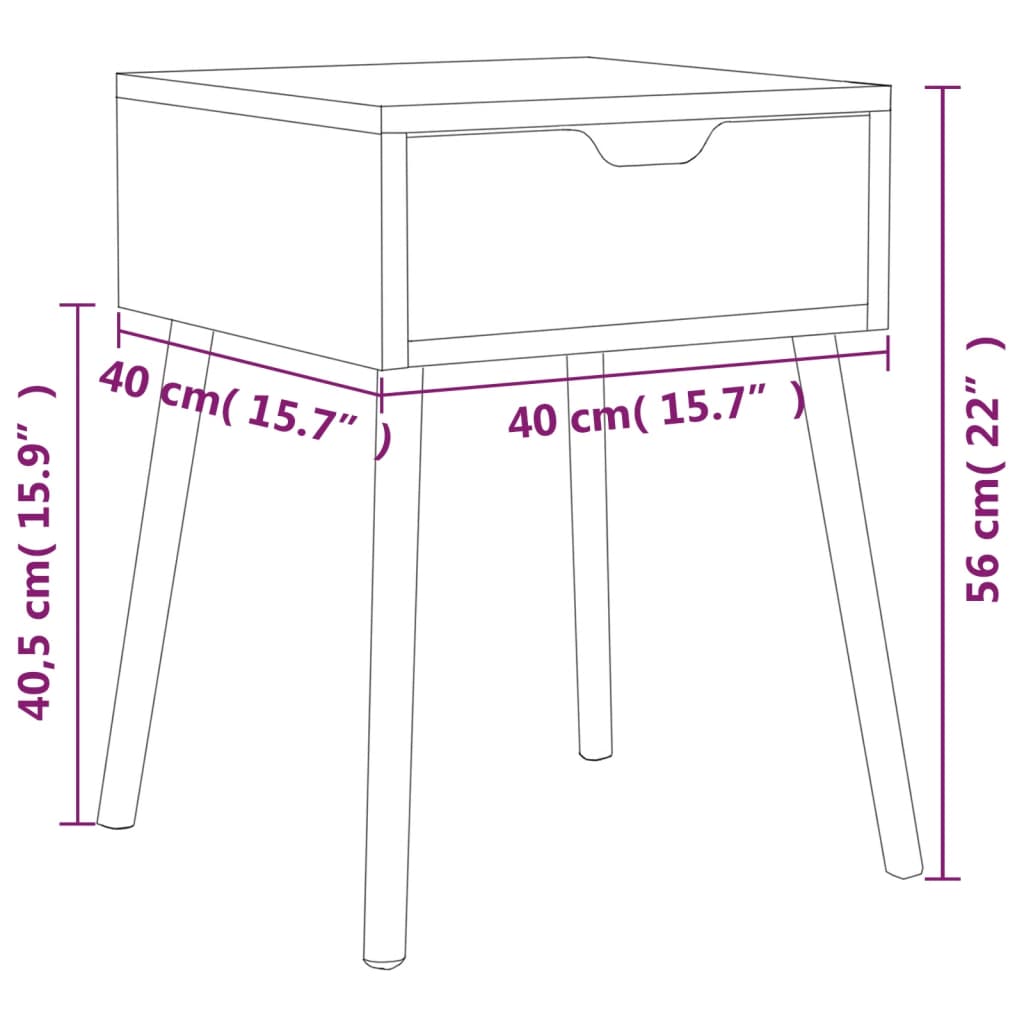 Nachttisch Schwarz 40x40x56 cm Holzwerkstoff | Stepinfit.de