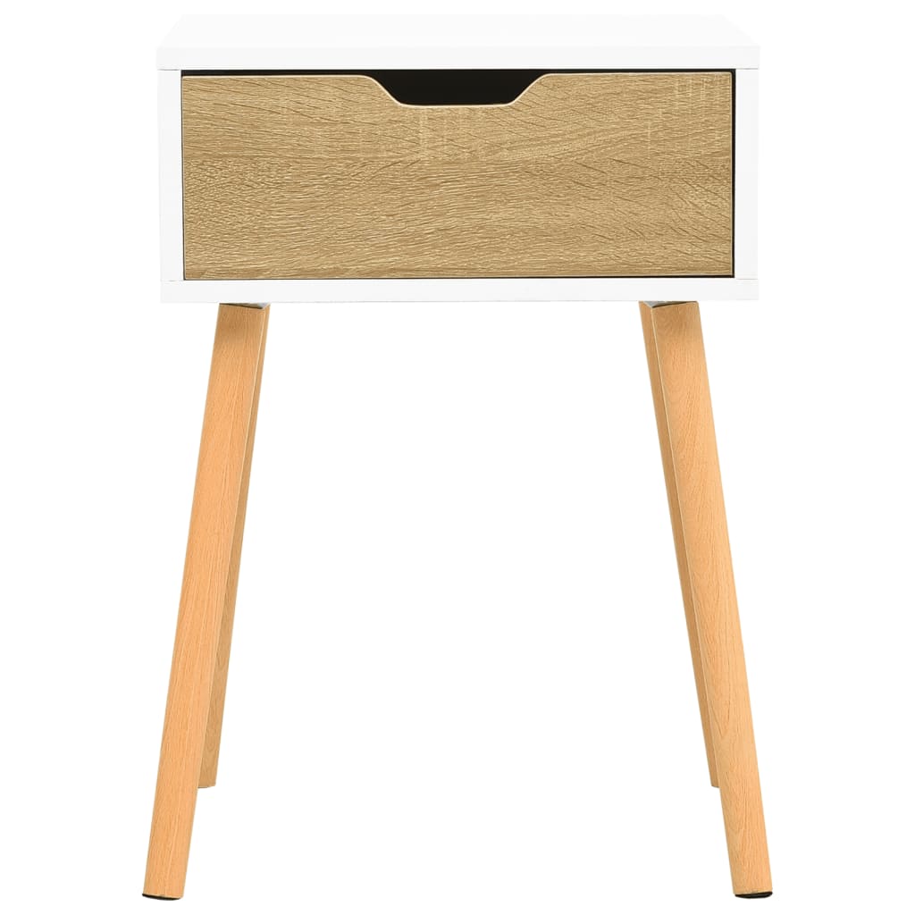 vidaXL Nachtkastjes 2 st 40x40x56 cm bewerkt hout wit en sonoma eiken afbeelding