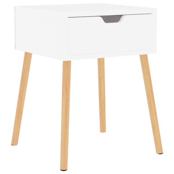 vidaXL &ouml;&ouml;kapp, k&otilde;rgl&auml;ikega valge, 40x40x56 cm, tehispuit