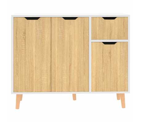 vidaXL Sideboard Wei&szlig; und Sonoma-Eiche 90x30x72 cm Holzwerkstoff