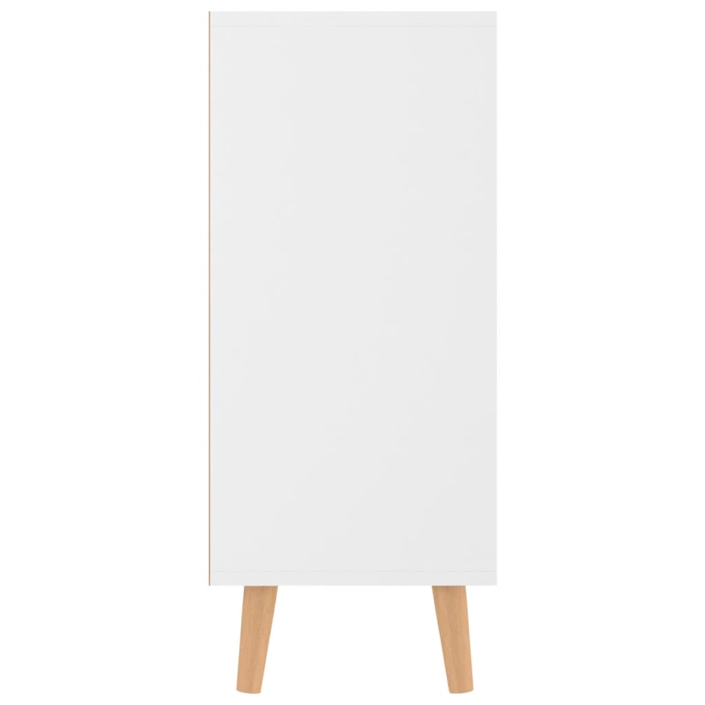 Magasfényű fehér forgácslap tálalószekrény 90 x 30 x 72 cm 