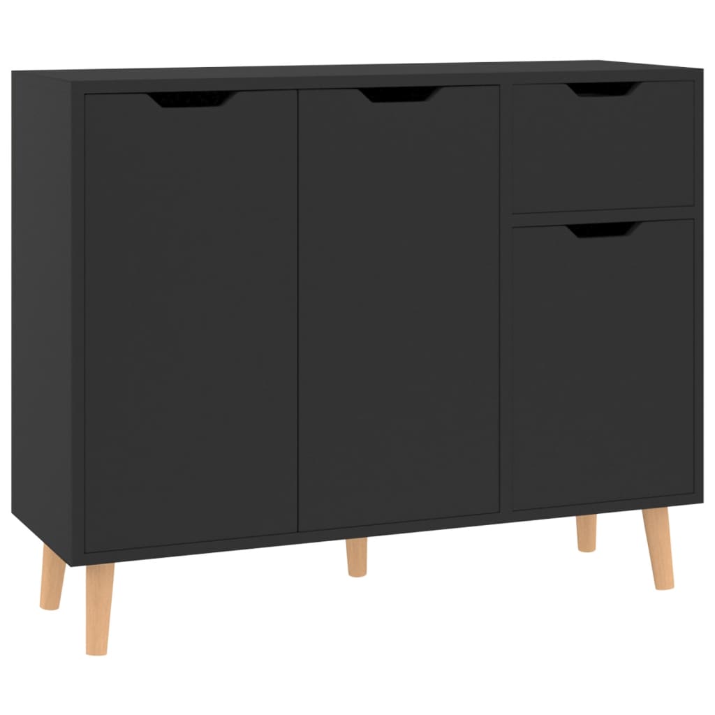 

vidaXL Sideboard High Gloss Black 35.4"x11.8"x28.3" Engineered Wood