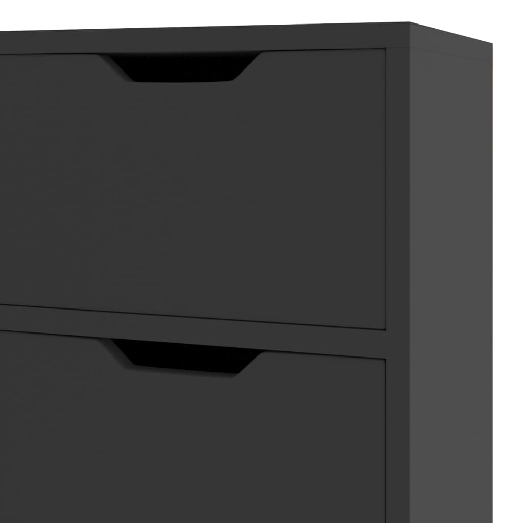Magasfényű fekete forgácslap tálalószekrény 90 x 30 x 72 cm 