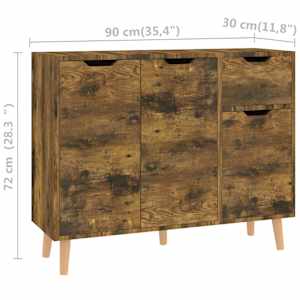 Příborník kouřový dub 90 x 30 x 72 cm kompozitní dřevo - obrázek 8