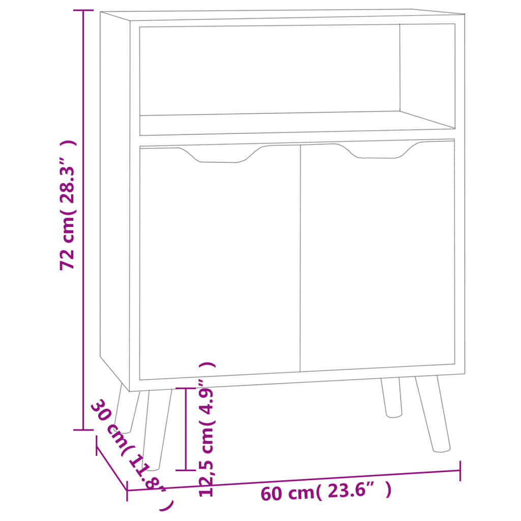 Betonszürke forgácslap tálalószekrény 60 x 30 x 72 cm 