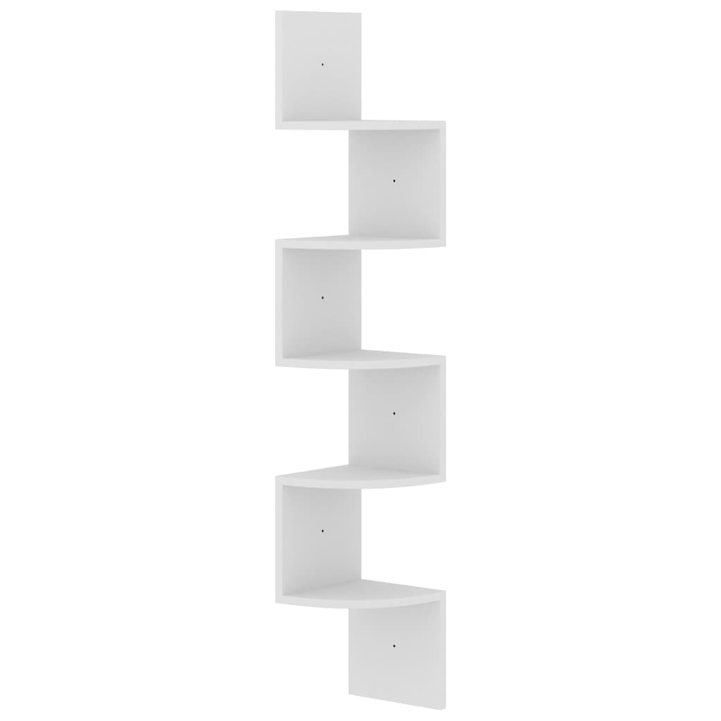 Image of vidaXL Wall Corner Shelf White 19x19x123 cm Engineered Wood