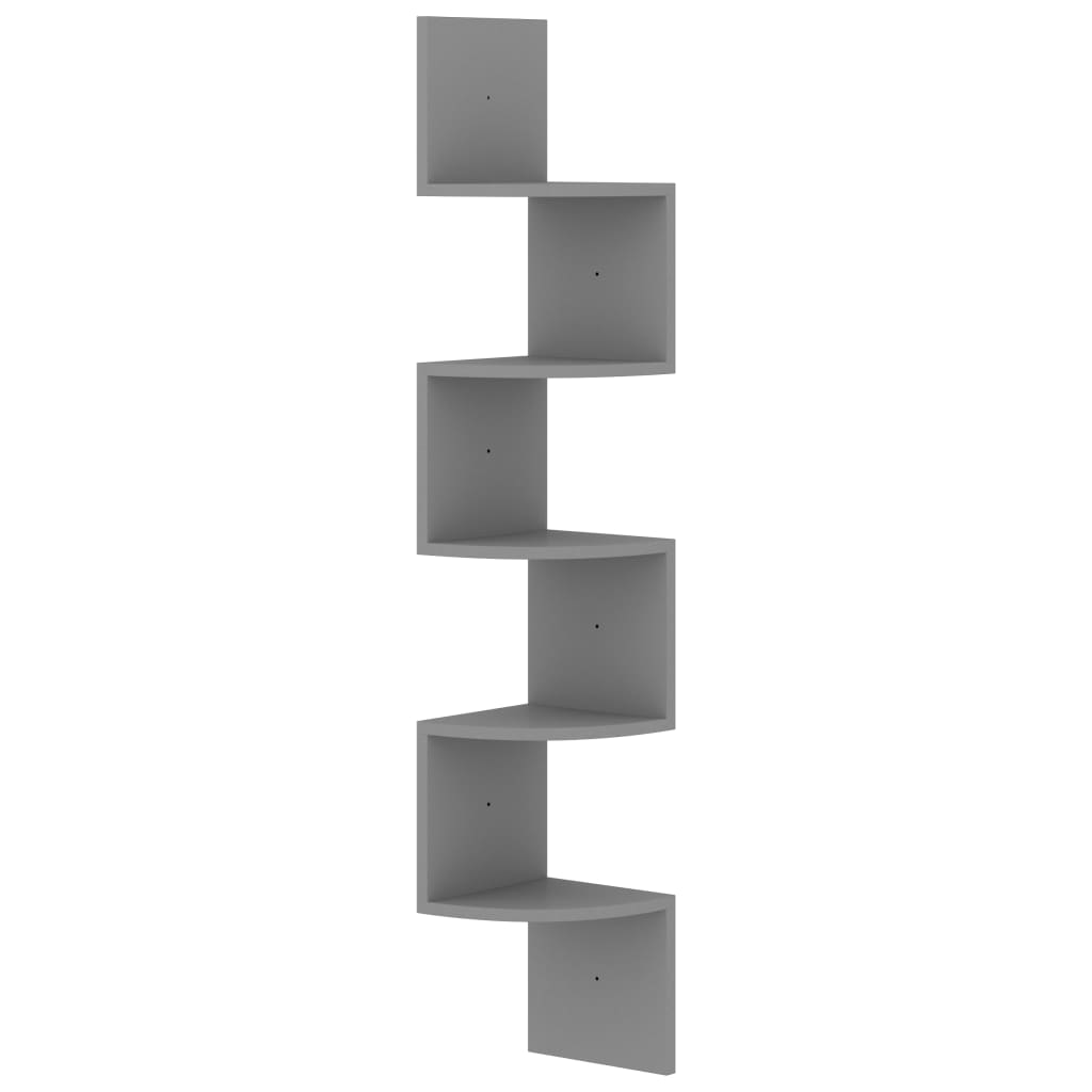Image of vidaXL Wall Corner Shelf Grey 19x19x123 cm Engineered Wood