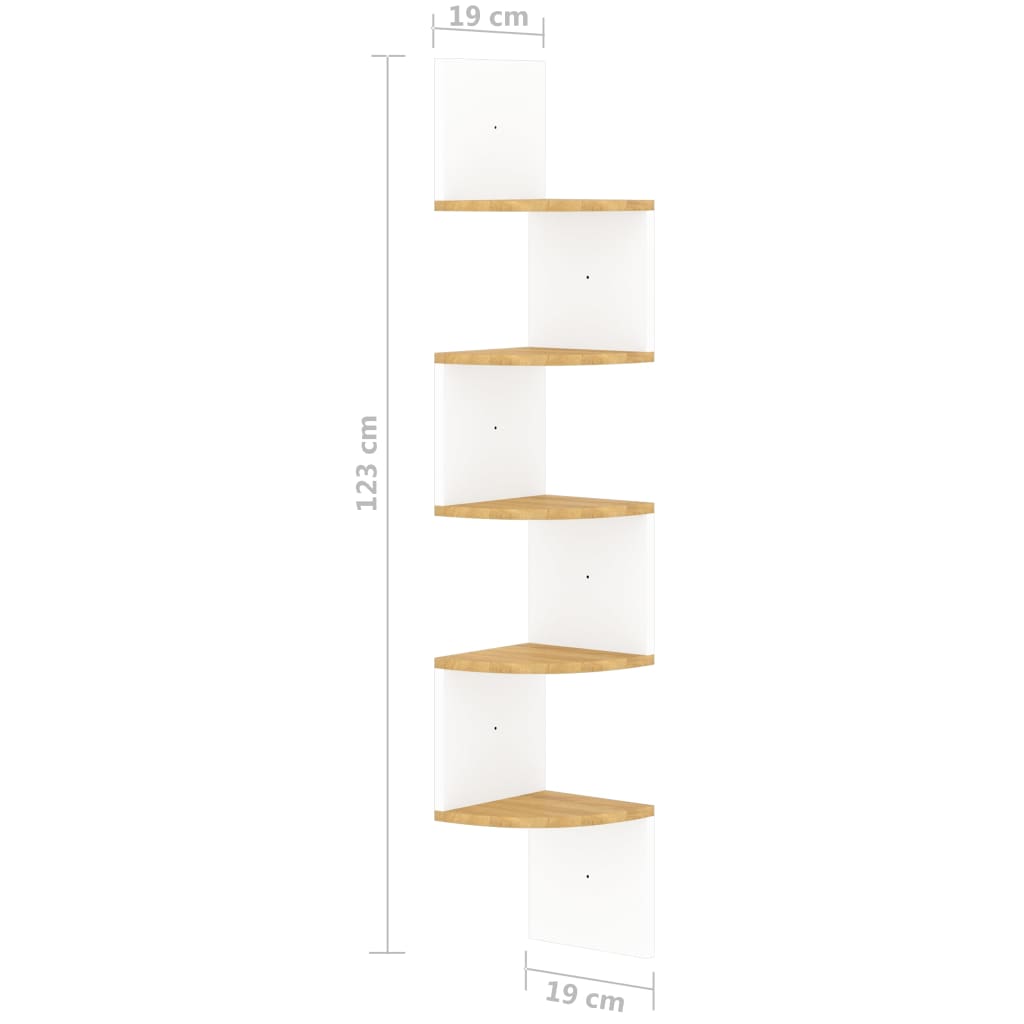 Wand-Eckregal Weiß und Sonoma-Eiche 19x19x123 cm Holzwerkstoff - Weddig