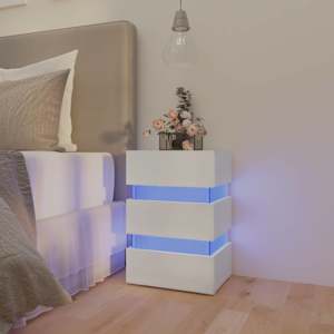 Noční stolek s LED bílý 45 x 35 x 67 cm kompozitní dřevo - obrázek 13