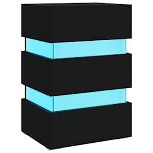 Noční stolek s LED černý 45 x 35 x 67 cm kompozitní dřevo - obrázek 2