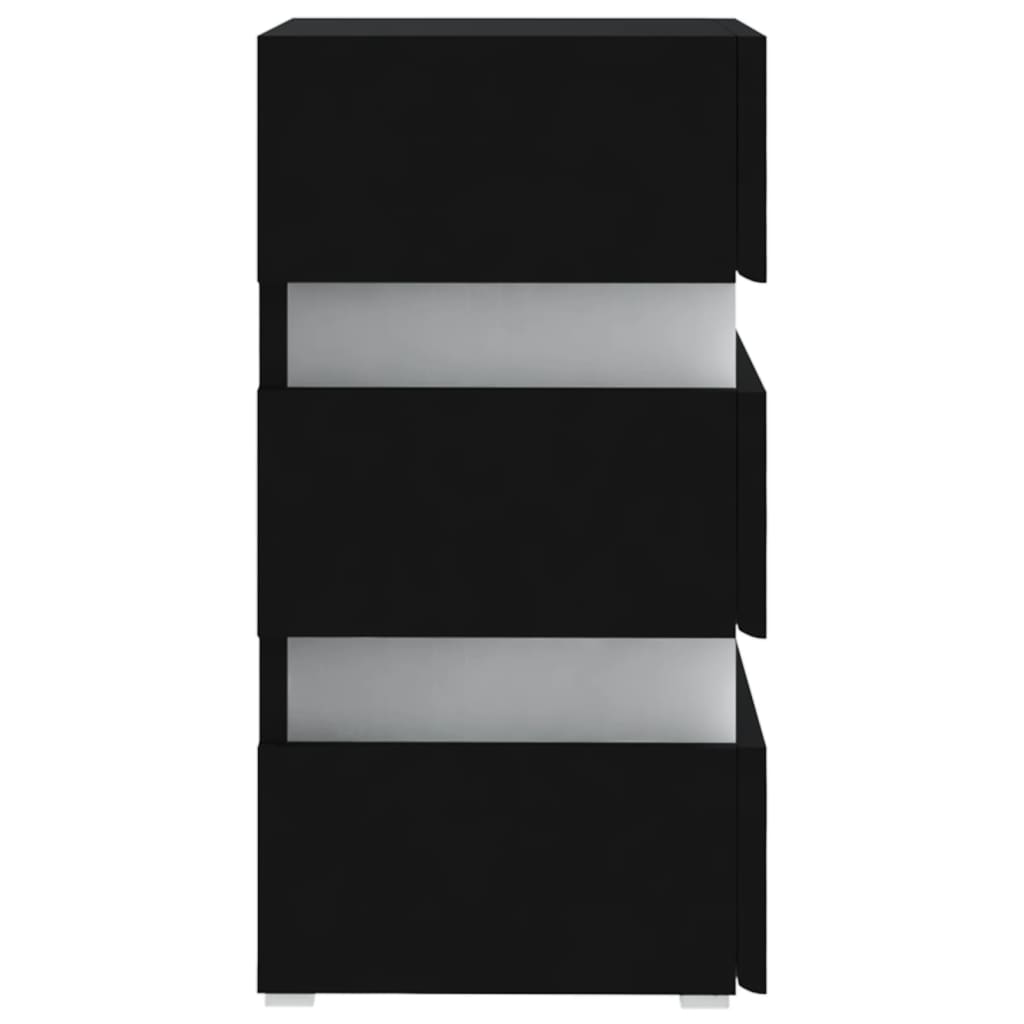 Dulap noptieră, cu LED, negru, 45x35x67 cm, lemn prelucrat